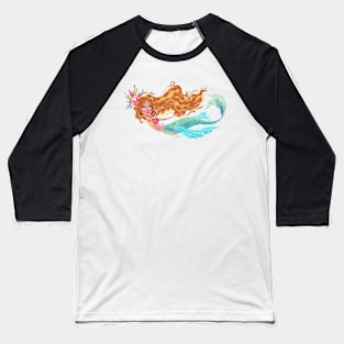 Mermaid fluir hair Baseball T-Shirt